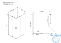 Душевое ограждение Vincea Scala 100x80 профиль хром, стекло прозрачное VSS-2SC8010CL
