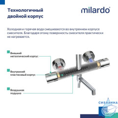 Смеситель термостатический для ванны со стойкой и тропической лейкой, глянцевый хром, Ideal Spa, Milardo, ILSSBTHM06