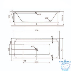 Акриловая ванна Toni Arti Amatrice PL 170x75 с каркасом (белый матовый)
