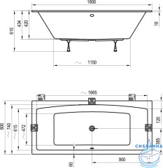 Ванна акриловая Ravak Formy 02 Slim 180х75