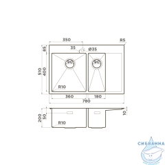 Кухонная мойка Omoikiri Akisame 78-2-GM-L 4973101 вороненая сталь