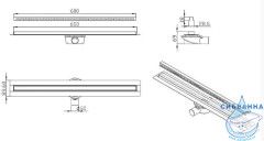 Дренажный трап для душа ALMAes Bajo 60 см с решеткой (черный)