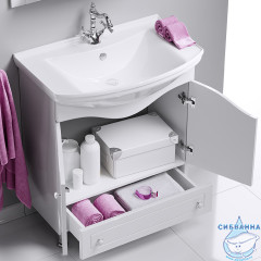 Тумба Aqwella Classic Франческа 65 с раковиной Стиль 65 белый глянец