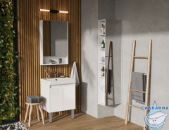 Тумба Акватон Сканди Doors 55 с раковиной Адриана 55 белый глянец/матовый