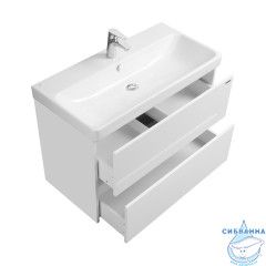Тумба Акватон Сканди 90 белый глянцевый/белый матовый с раковиной Адриана 90