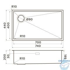 Omoikiri Taki 74-U/IF-L Side-GB нерж. сталь/графит 4997473