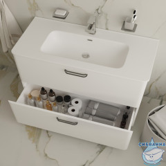 Тумба Iddis Brick 100 белый глянец с раковиной 100 BRI10WFi95