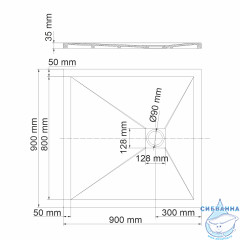 Поддон из литьевого мрамора WasserKRAFT Dill  90x90 61T03 черный матовый