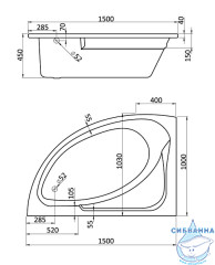 Ванна Santek Гоа 150х100 L