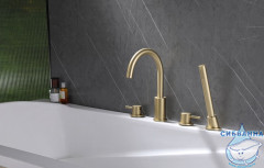 Смеситель для для ванны на борт Abber Wasser Kreis AF8113G (золото матовое)