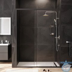 Дверь в нишу AM.PM Gem W90G-150-1-195BT 150 см профиль черный, стекло прозрачное