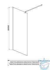 Душевое ограждение Aquatek Walk in 100х200 AQ WIW Print 10020BL профиль черный, стекло прозрачное