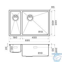 Кухонная мойка Omoikiri Taki 69-2-U/IF-IN-R Side нержавеющая сталь