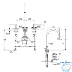  Смеситель для раковины Kludi Nova Fonte Puristic 201430515 (с донным клапаном) (хром)