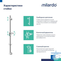 Штанга душевая 70 см Milardo Ideal Spa ILS70C0M17 (хром)