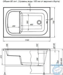 Ванна акриловая Aquanet Seed 110x70