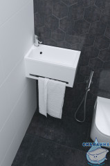 Тумба подвесная 1Marka Tiny XS MINI L 39 с раковиной Tiny 39 белый глянец