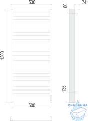 Полотенцесушитель электрический Terminus Ватикан П15 50х130 (хром) (с возможностью скрытого подключения, подключение справа)