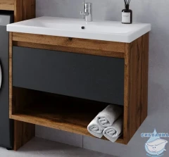 Тумба Viant Бостон 60П с раковиной Como 60 дуб вотан/графит