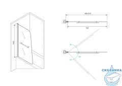 Шторка для ванны ABBER Ewiges Wasser 100х140 AG50080B  профиль хром, стекло прозрачное