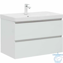 Тумба Aquanet Вега 80 с раковиной Aquanet Ирис 80 белый глянцевый