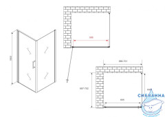 Душевое ограждение ABBER Sonnenstrand 70x70 профиль хром, стекло прозрачное AG04070-S70 (без поддона)