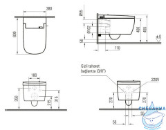 Унитаз подвесной с функцией биде VitrA V-Care Basik 5674B003-6193 с сиденьем Soft Close (микролифт)