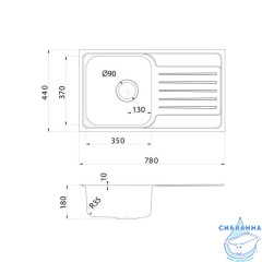 Мойка, нерж. сталь, шелк, с крылом, 780*440*180, Sound, IDDIS, SND78SDi77