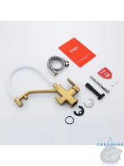 Смеситель для кухни Raglo R85.62.03 (сатин золотой/белый)