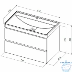 Тумба Aquanet Вега 80 с раковиной Aquanet Ирис 80 белый глянцевый