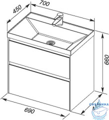 Тумба Aquanet Гласс 70 с раковиной Орлеан 70 белый глянец