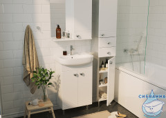 Тумба напольная  1Marka Story 50Н с раковиной Акватон 50 белый глянец