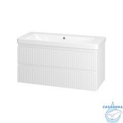 Тумба подвесная Brevita Victory 105 белый матовый с раковиной Dreja Luxury 105