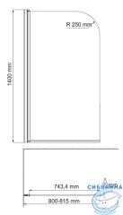 Шторка для ванны Wasserkraft Leine 35P01-80W 80x140 профиль белый, стекло прозрачное