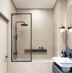 Шторка для ванны Veconi Palau 60x150 профиль черный, стекло прозрачное PL85B-60-01-C7