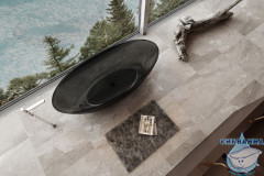 Ванна из полиэфирной смолы ABBER Kristall 180х85 AT9702Onyx черная