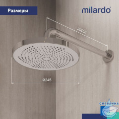 Кронштейн для верхнего душа Milardo Dale DALSB39M61