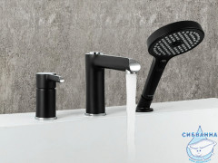 Смеситель для ванны на борт Gappo G1103-6 (хром/черный)