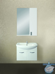 Тумба подвесная 1Marka Вита 65 (2 дверки) с раковиной Балтика 65 с дверцами белый глянец