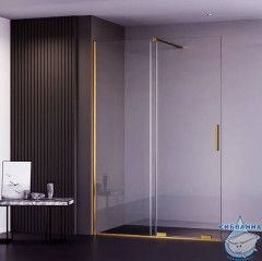 Душевое ограждение Veconi Premium Trento 150 профиль золото брашированное, стекло прозрачное PTDW-50G-150-01-C4