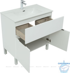 Тумба Aquanet Алвита New 80 с раковиной Flat 80 белый матовый