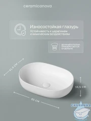  Раковина на столешницу 60 см Ceramicanova Element CN6047MW (белый матовый)