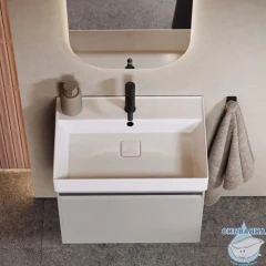 Тумба подвесная Aqwella Pure 65 серый туман, с раковиной Aqwella Вилис 65