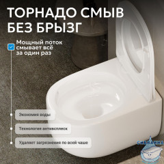 Унитаз-биде подвесной безободковый Abber Bequem AC1104TNS с сиденьем Soft Close (микролифт) (белый)