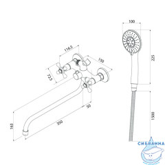 Смеситель для ванны с длинным изливом, Duplex, Milardo, DUPSB02M10