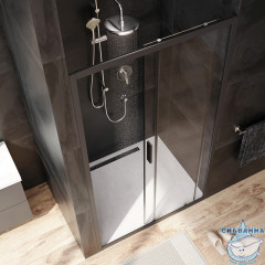 Дверь в нишу AM.PM Gem W90G-110-1-195BT 110 см профиль черный, стекло прозрачное