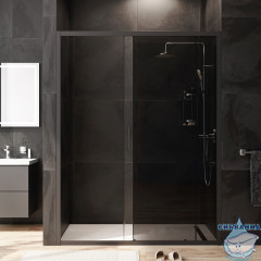 Дверь в нишу AM.PM Gem W90G-150-1-195BG 150 см профиль черный, стекло тонированное