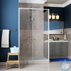 Душевое ограждение Wasserkraft Rhin 100x90 профиль белый, стекло прозрачный  44S22 (без поддона)