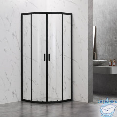 Душевое ограждение Veconi Rovigo 80x80 профиль черный, стекло прозрачное RV202B-80-01-C4 (без поддона)