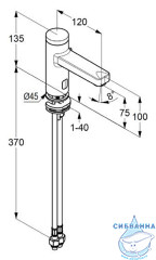 Смеситель для раковины Kludi Zenta E 3810039  (без донного клапана) (черный матовый)